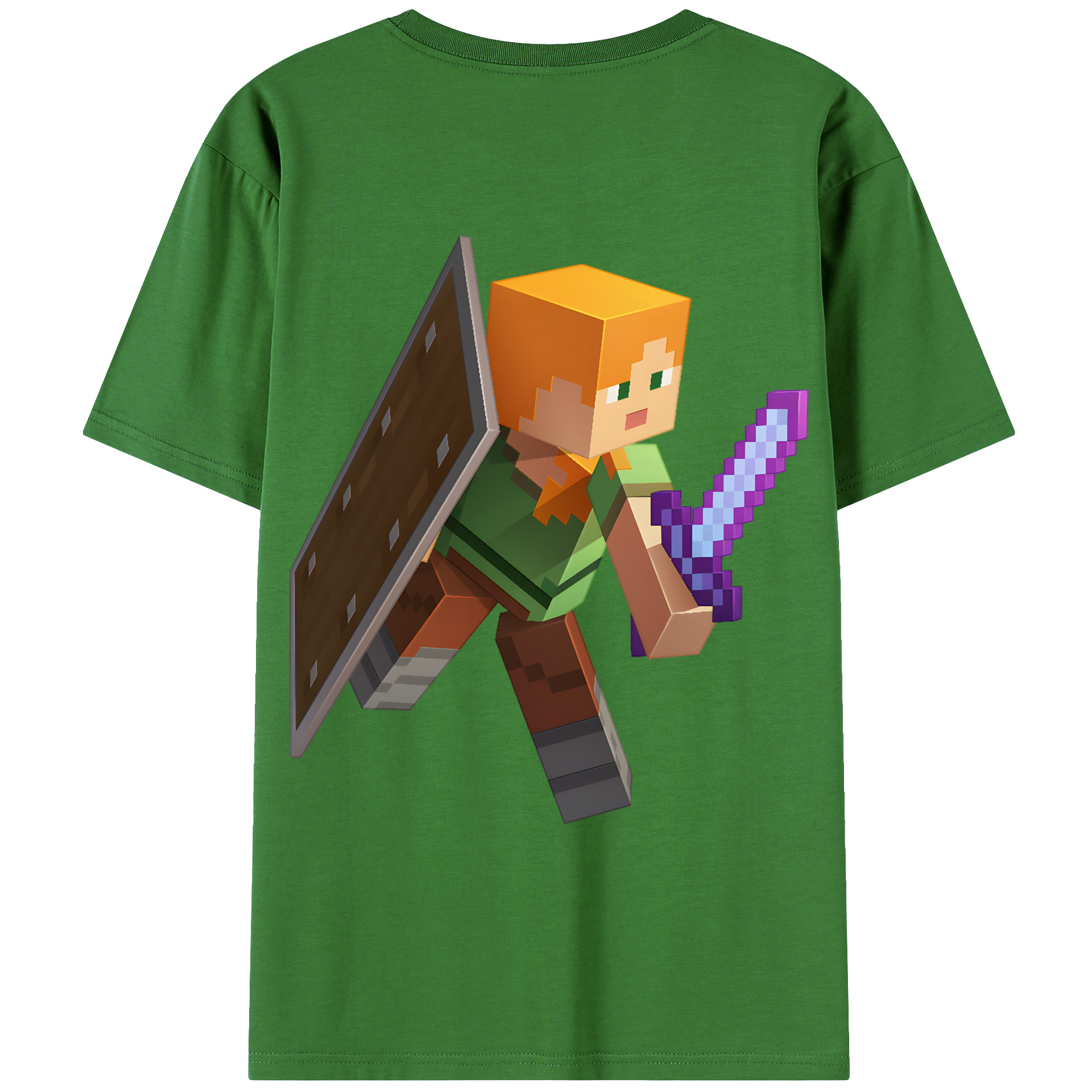 （画像用） マインクラフト ブロックの世界 Minecraft MC Block world レディース半袖Tシャツ(バックプリント)